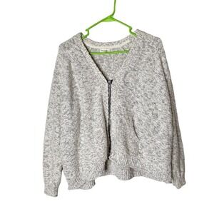 Silence & Noise Gray white heathered Full Zip cardigan sweater Sz S Women
